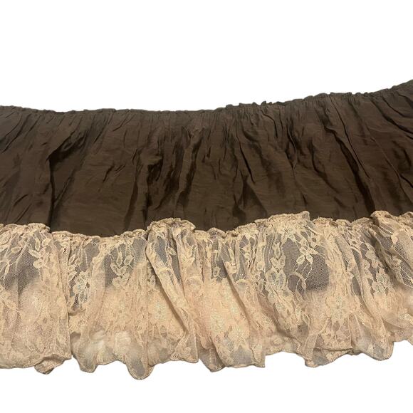 PAISLEY VINE LONG SLV RND NECK MIDI BOHEMIAN DRESS, WOMENS, 2XL, TAN/BROWN, LACE - Picture 8 of 11